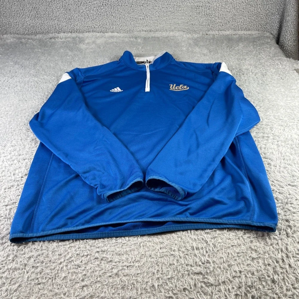 Adidas UCLA Bruins Mens XL Blue Quarter Zip Pullover Jacket A6N004 01/14